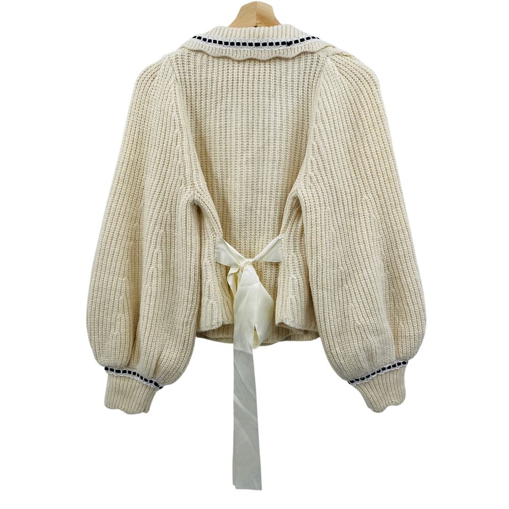 for love & lemons Jade cream lace collar tie back cardigan - Picture 8 of 9